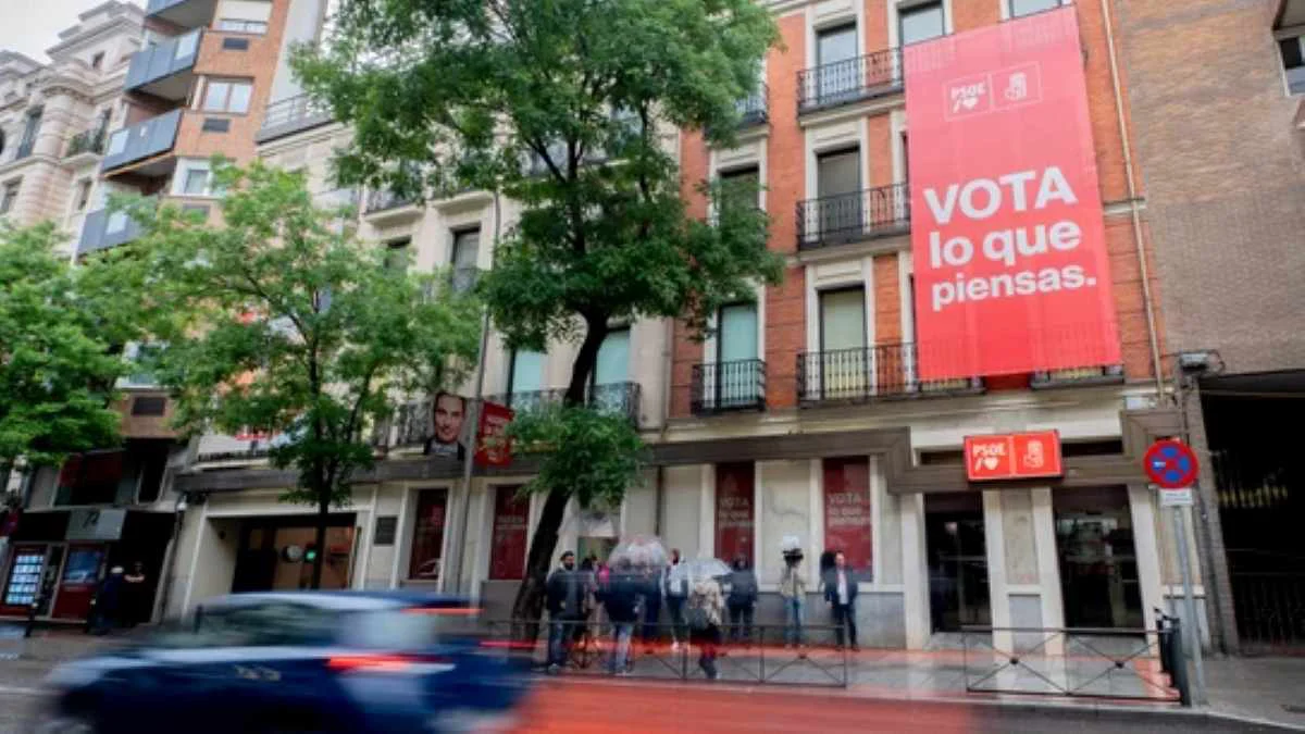 Fachada PSOE Ferraz captura La Sexta