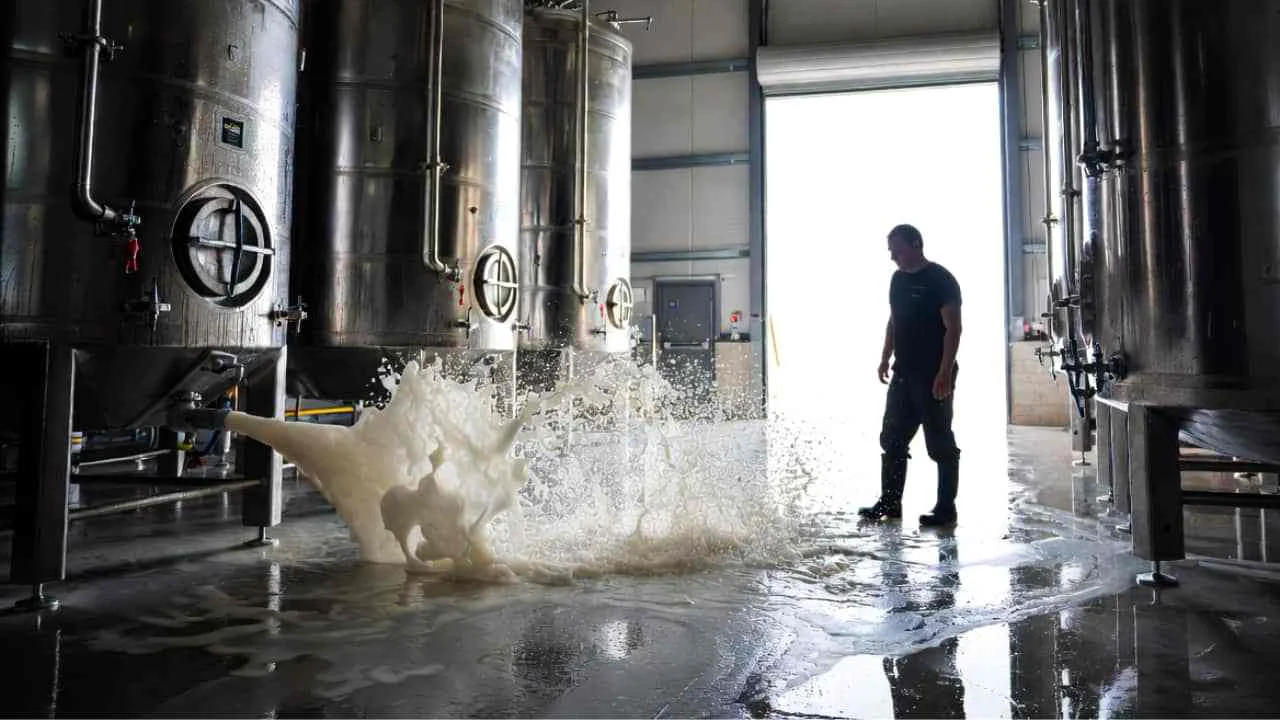 Imagen-de-IA-de-un-ganadero-obligado-a-tirar-su-produccion-de-leche